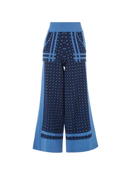 Pantaloni Temperley London cu model floral cu imagine albastru
