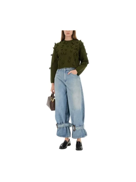 Sweter Jw Anderson o skróconej długości zielony