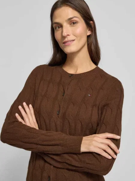 Regular Fit kardigan z czystej wełny z warkoczowym wzorem Tommy Hilfiger