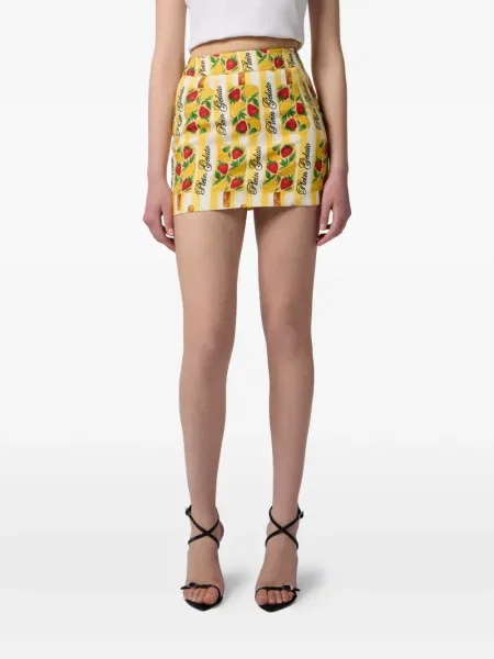 Mini fusta mini Philipp Plein cu dungi mini galben