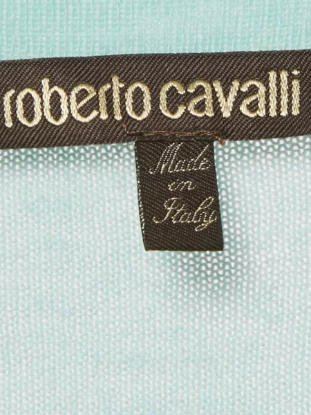 Top Roberto Cavalli cu decolteu în V albastru