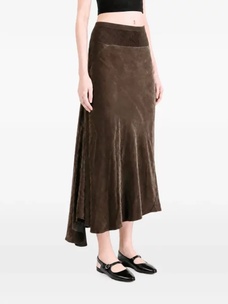 Fustă Rick Owens Drkshdw asimetrică maro