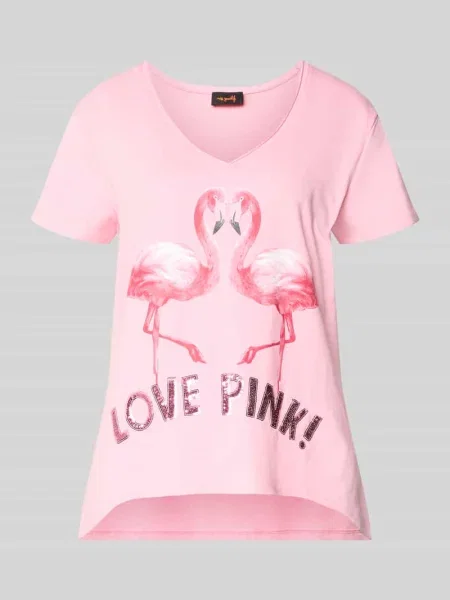 T-shirt z nadrukiem z motywem model Flamingo Love Me' Miss Goodlife różowa