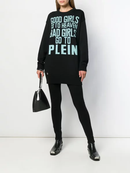 Dlouhá lovná šňůra svetr Philipp Plein černý