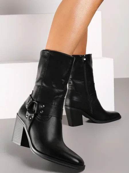 Botine Inny cu cataramă cu toc conic conici negru
