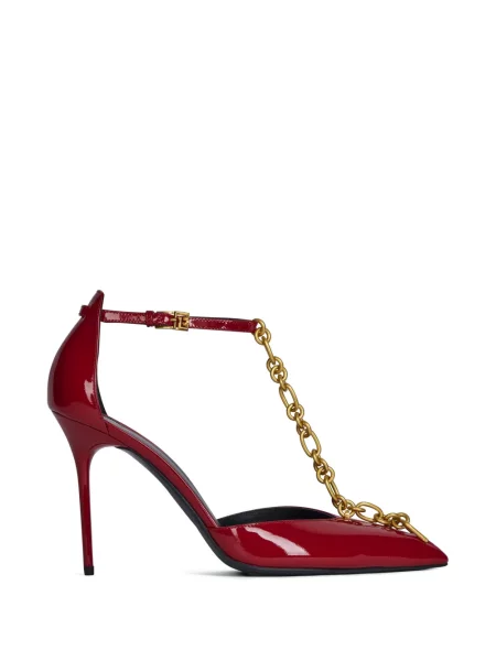 Pantofi cu toc Balmain din piele de lac roșu