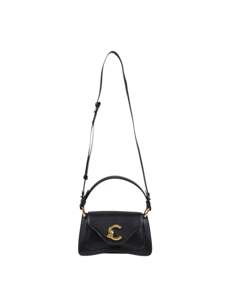 Torebka Coccinelle skórzana z kokardką czarna