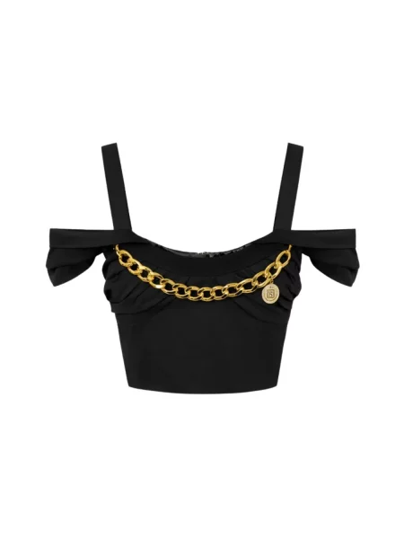 Top Elisabetta Franchi z kołnierzem czarny