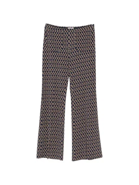 Pantaloni Siyu cu imagine cu imprimeu geometric evazate albastru