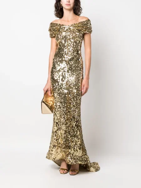 Rochie Atu Body Couture cu paiete auriu