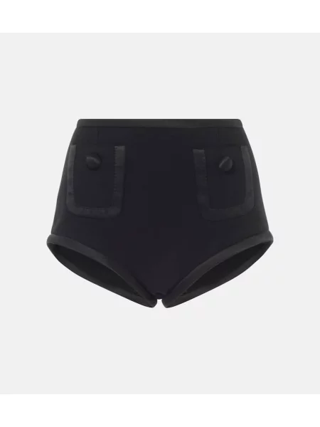 Pantaloni scurți Dolce&gabbana cu talie înaltă de lână negru