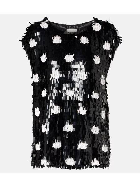 Top Dries Van Noten de mătase negru