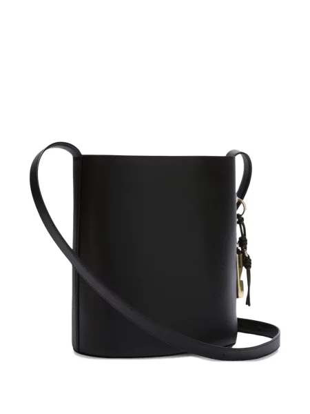 Kožená malá bucket kabelka Furla černá