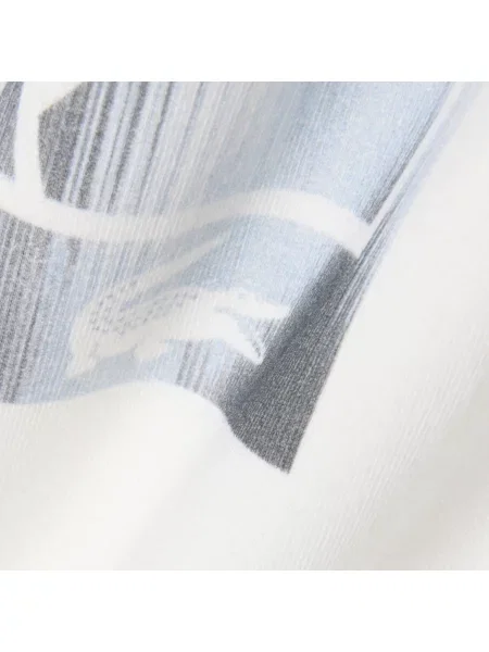 Lacoste Koszulka Z Jerseyu Z Nadrukiem Tenisowym Kremowa biały
