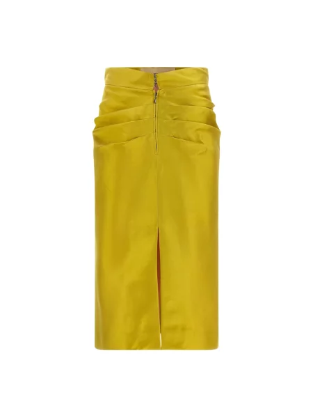 Lniana spódnica midi Valentino Garavani żółta