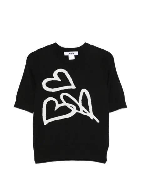 Scurt top Dkny cu motiv cu inimi negru