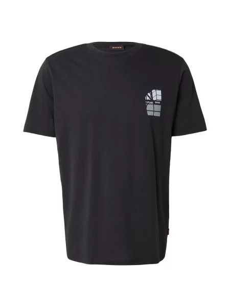 BOSS Tricou albastru pastel negru