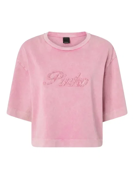 Tricou Pinko cu broderie roz