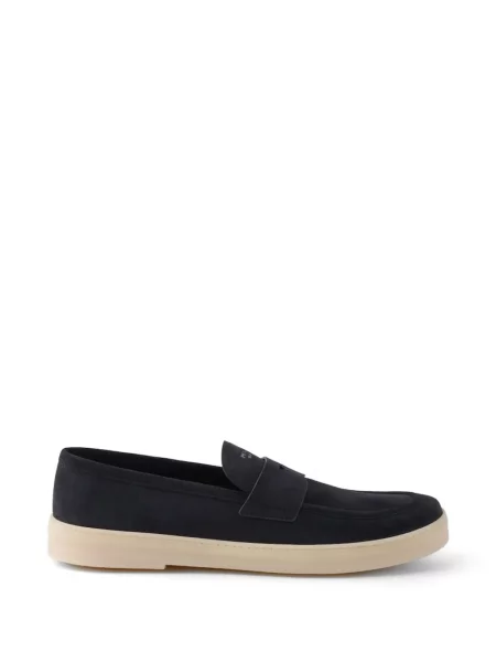 Pantofi loafer Prada din piele de căprioară albastru