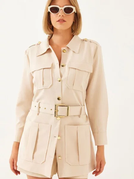 Bianco Lucci Casual Cargo Jacket bej