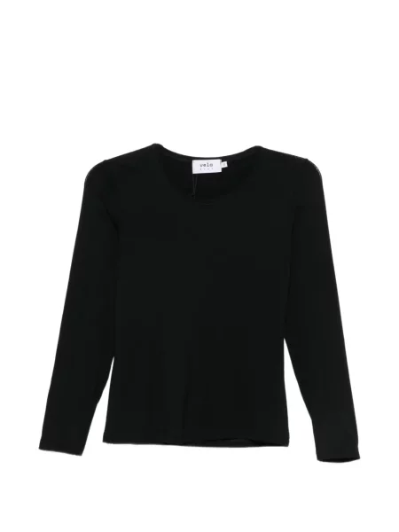 Lung tricou Vela Shop cu decolteu rotund negru