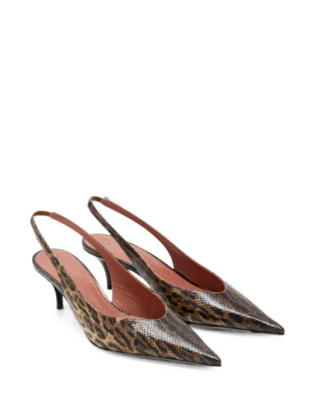Pantofi cu toc Amina Muaddi cu imagine cu model leopard maro
