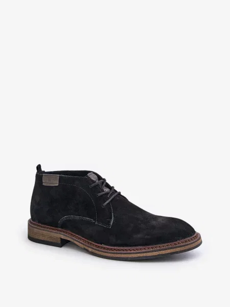 Botki Big Star Shoes sznurowane zamszowe czarne