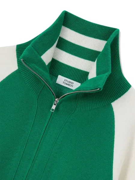 Cardigan Studio Tomboy din jacard verde