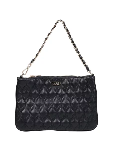 Lapos talpú steppelt kézitáska Guess fekete