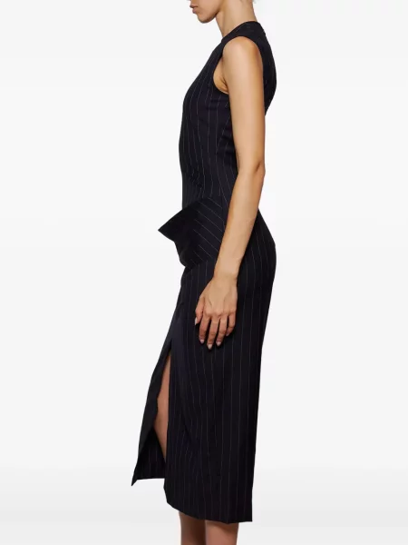 Rochie midi Burc Akyol cu dungi până la genunchi de costum albastru