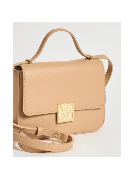 Torebka Armani Exchange skórzana beżowa