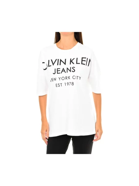 Koszulka Calvin Klein z krótkim rękawem ze sznurkiem biała