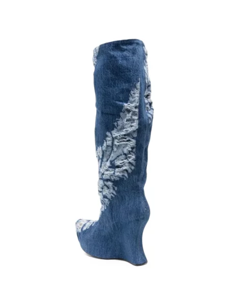 Botine Masha Popova zdrențuiți cu platformă albastru