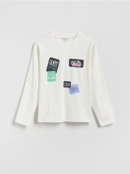 Reserved Tricou cu mânecă lungă din crem