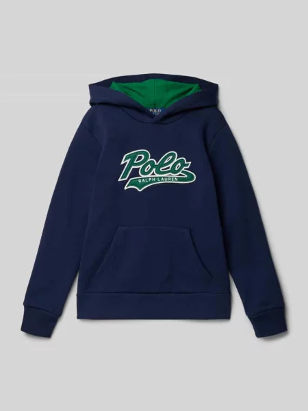 Bluza z kapturem z wyhaftowanym logo Polo Ralph Lauren Teens granatowa