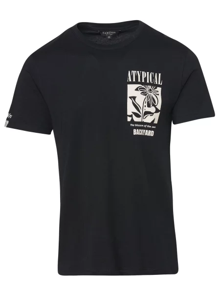 KOROSHI Tricou negru / lână alb