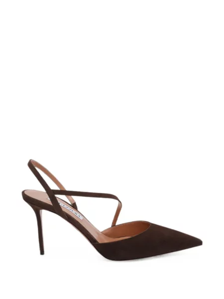 Pantofi cu toc Aquazzura din piele de căprioară maro