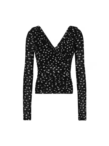 Top Dolce And Gabbana w grochy tiulowy czarny