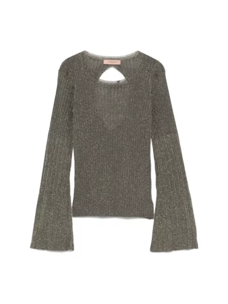 Dzianinowy sweter Twinset szary