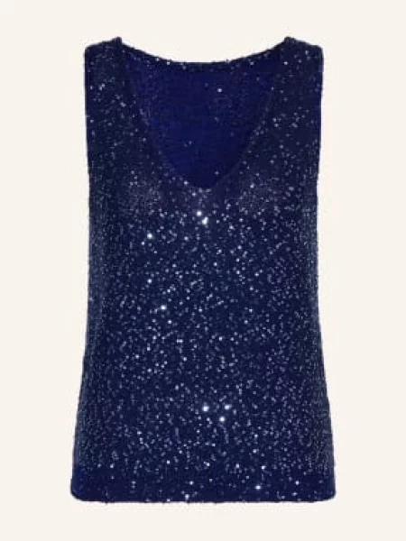 Pletený pletený top Weekend Max Mara s flitry modrý