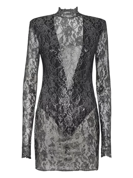 Rochie mini Philipp Plein din dantelă de cristal de costum negru