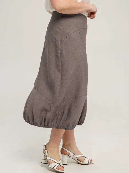 Лляна Спідниця міді All Posa сірий