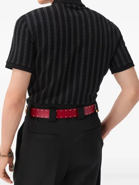 Tricou polo Versace din jacard negru