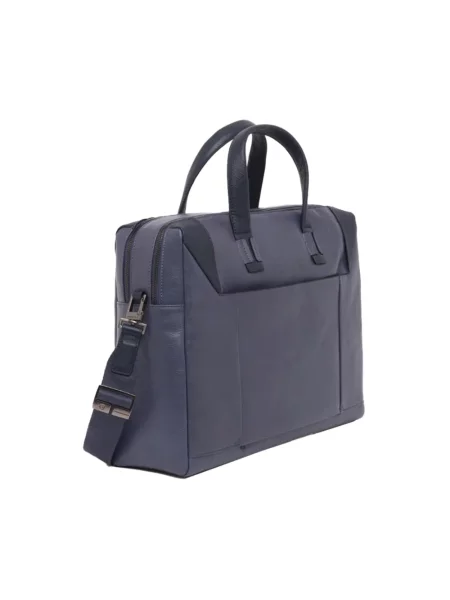 Torba na laptopa Piquadro skórzana niebieska