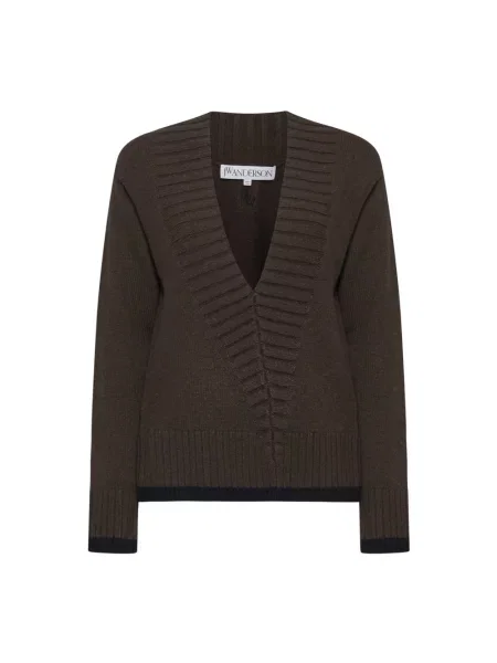 Sweter Jw Anderson z wysoką talią brązowy
