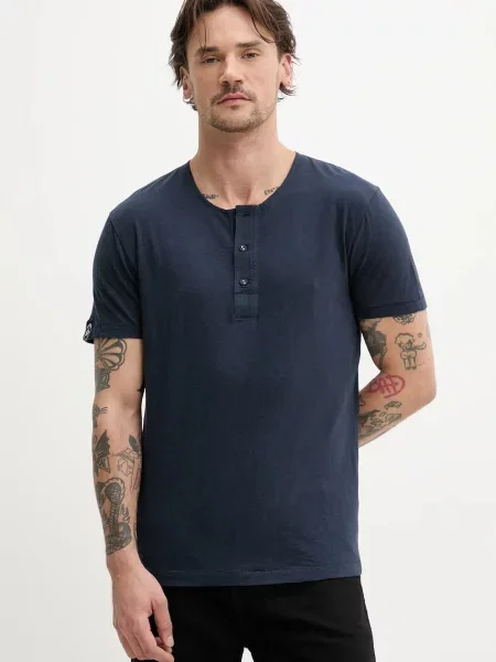 Тениска Superdry с изчистен дизайн тъмносиньо
