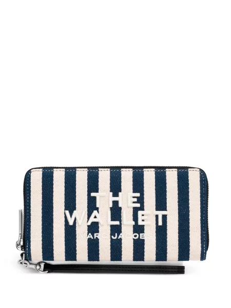 Portofel Marc Jacobs cu dungi din canvas albastru