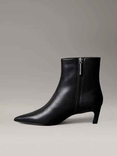 Calvin Klein cizme de piele ESS KITTEN HEEL ANKLE BOOT negru