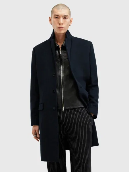 AllSaints Kaput s primjesom vune HAL COAT plava