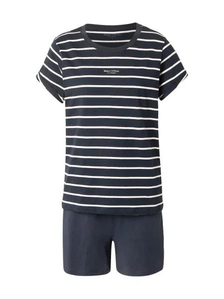 Marc O'Polo Pijama albastru închis alb